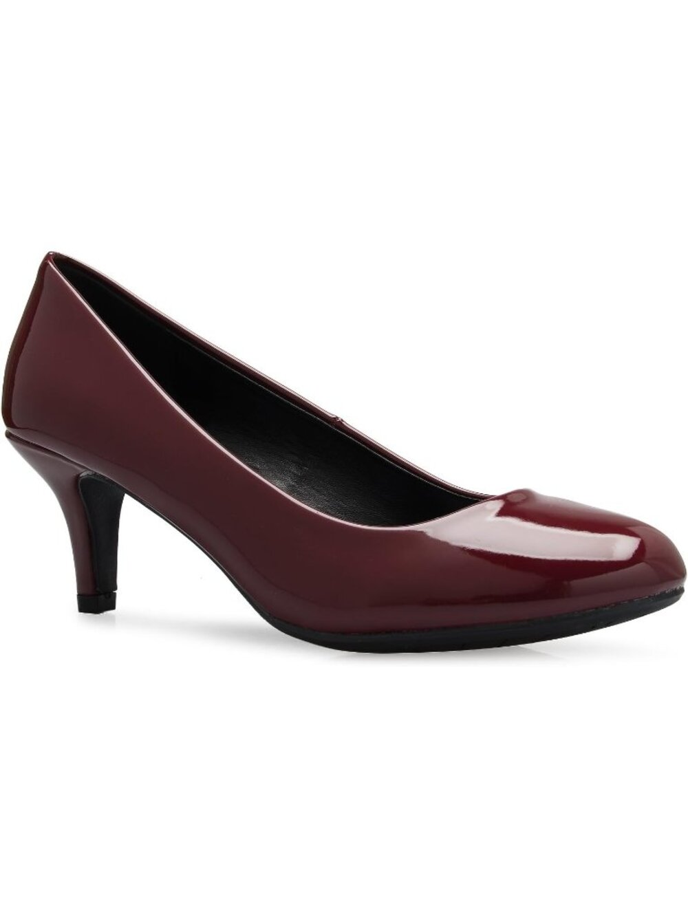 Women's Wine Stylish Comfort Pumps Classic Round Toe Kitten Low Mid Heel Dress